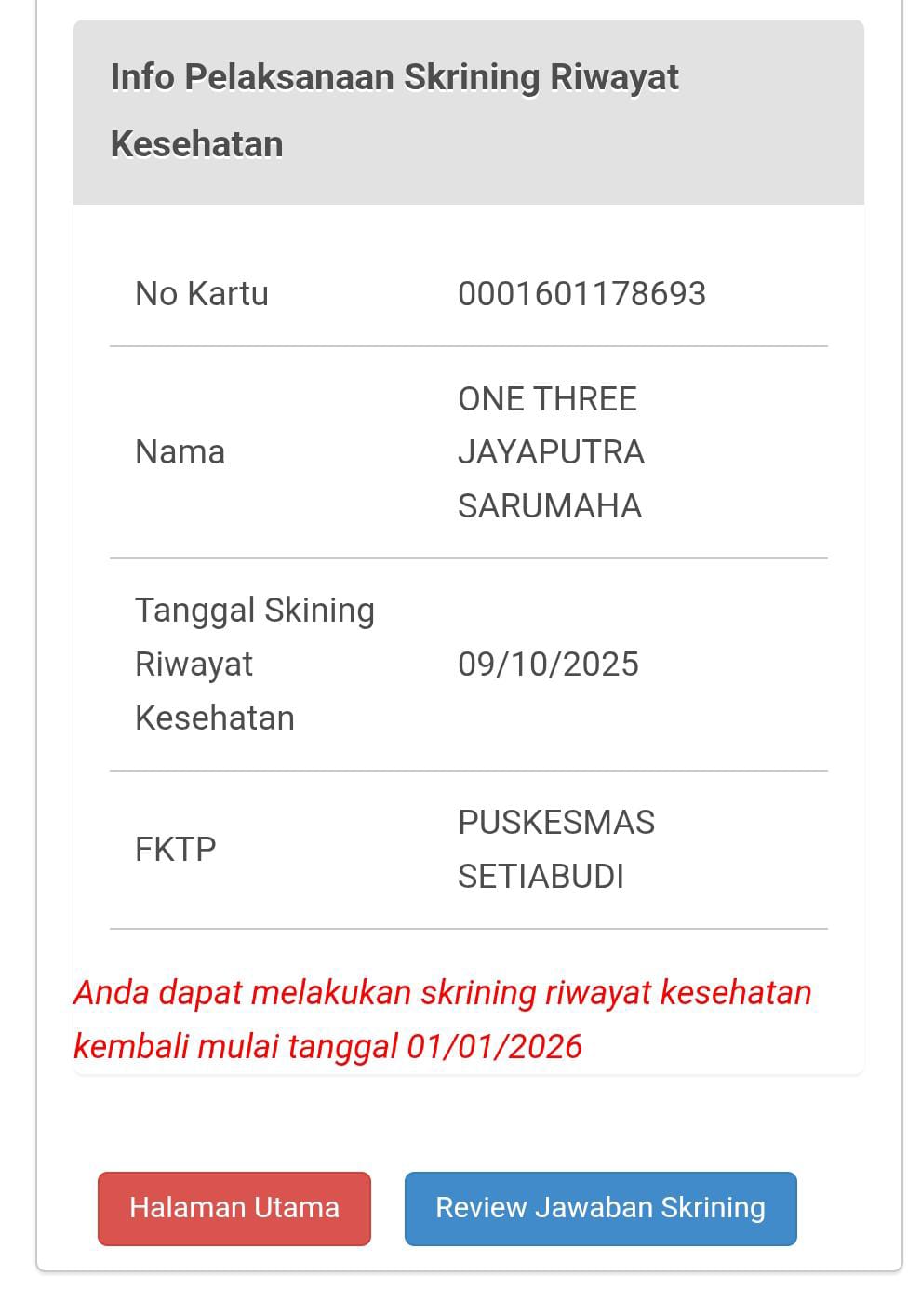 Contoh Bukti SRK